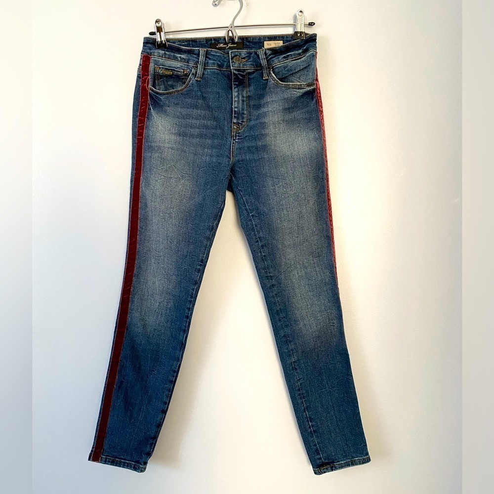Mavi Tess High Rise Skinny Jeans 27 Waist 26 Inseam Burgundy Velvet Stripe Jeans